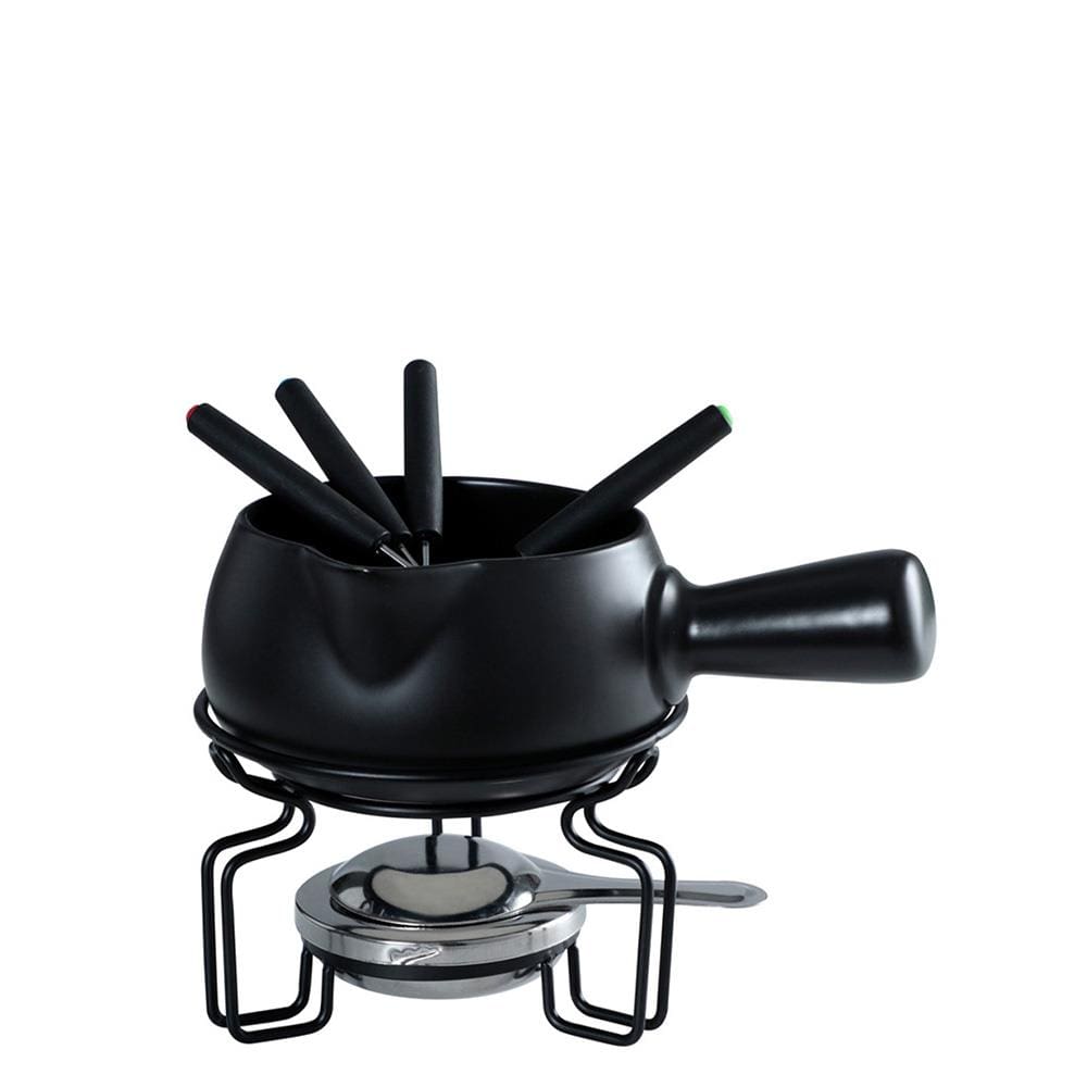 Aparelho de Fondue para Queijo Fracalanza em Cerâmica 8 Peças - Preto