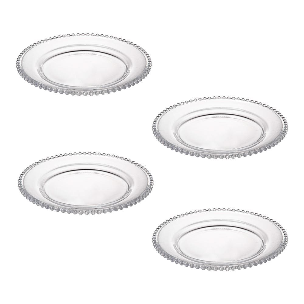 Jogo de Pratos de Sobremesa L’Hermitage Bolinha Cristal – 4 Peças