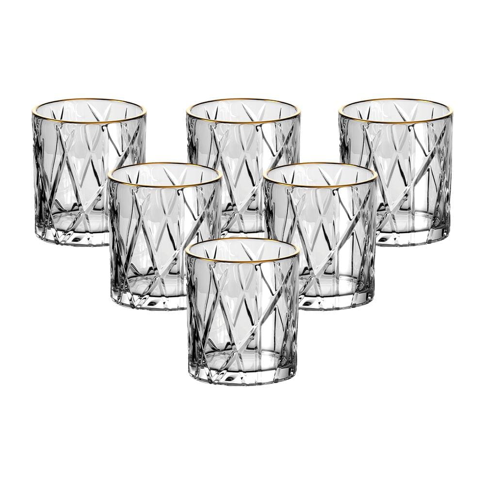 Jogo de Copos Baixos L’Hermitage Forest com Borda Dourada 310ml - 6 Peças