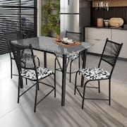 Mesa de Jantar Retangular Famais Noruega com 4 Cadeiras – Preta
