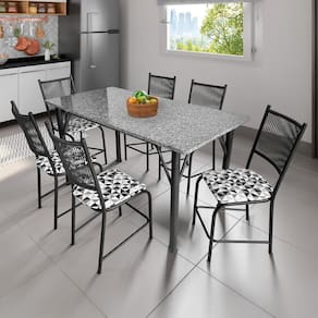Mesa de Jantar Retangular Famais Noruega com 6 Cadeiras – Preta