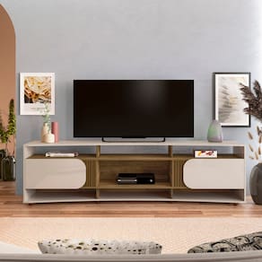 Rack Artely Elegance com 2 Portas, 7 Nichos, 220cm de Largura, ideal para TVs de até 86’’