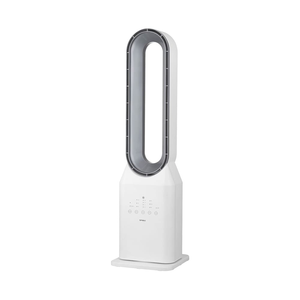 Circulador de Ar Spirit Bladeless com 3 Velocidades, Timer, Função Bom Sono e Vento Natural - Branco/Prata