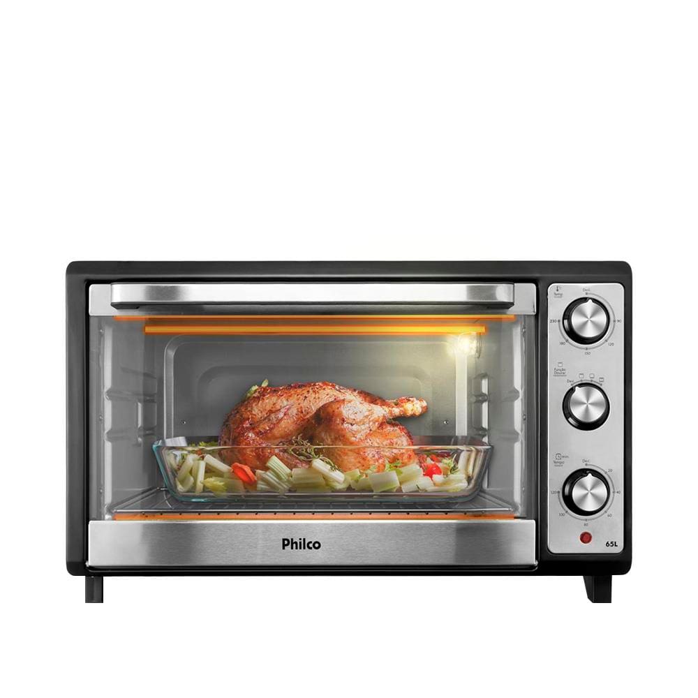Forno Elétrico Philco PFE65 com Grelha, Lâmpada Interna e Timer de 120 Minutos, Preto - 65 litros