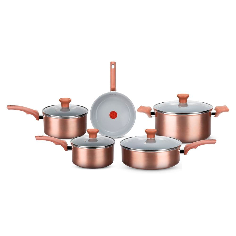 Conjunto de Panelas 5 Peças Rochedo Ceramic Rose Gold com Revestimento Cerâmico – Rose Gold