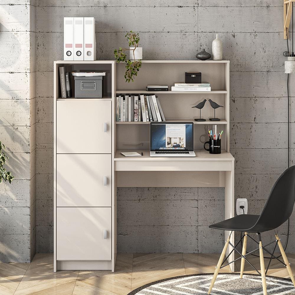 Escrivaninha com Estante Politorno Teresina 1 Porta 6 Prateleiras MDP Pintura UV Porta-CPU