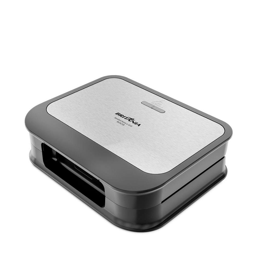Sanduicheira e Grill Britânia BGR25B com Revestimento antiaderente, Trava de Fechamento e Base Antiderrapante – Preto/Inox