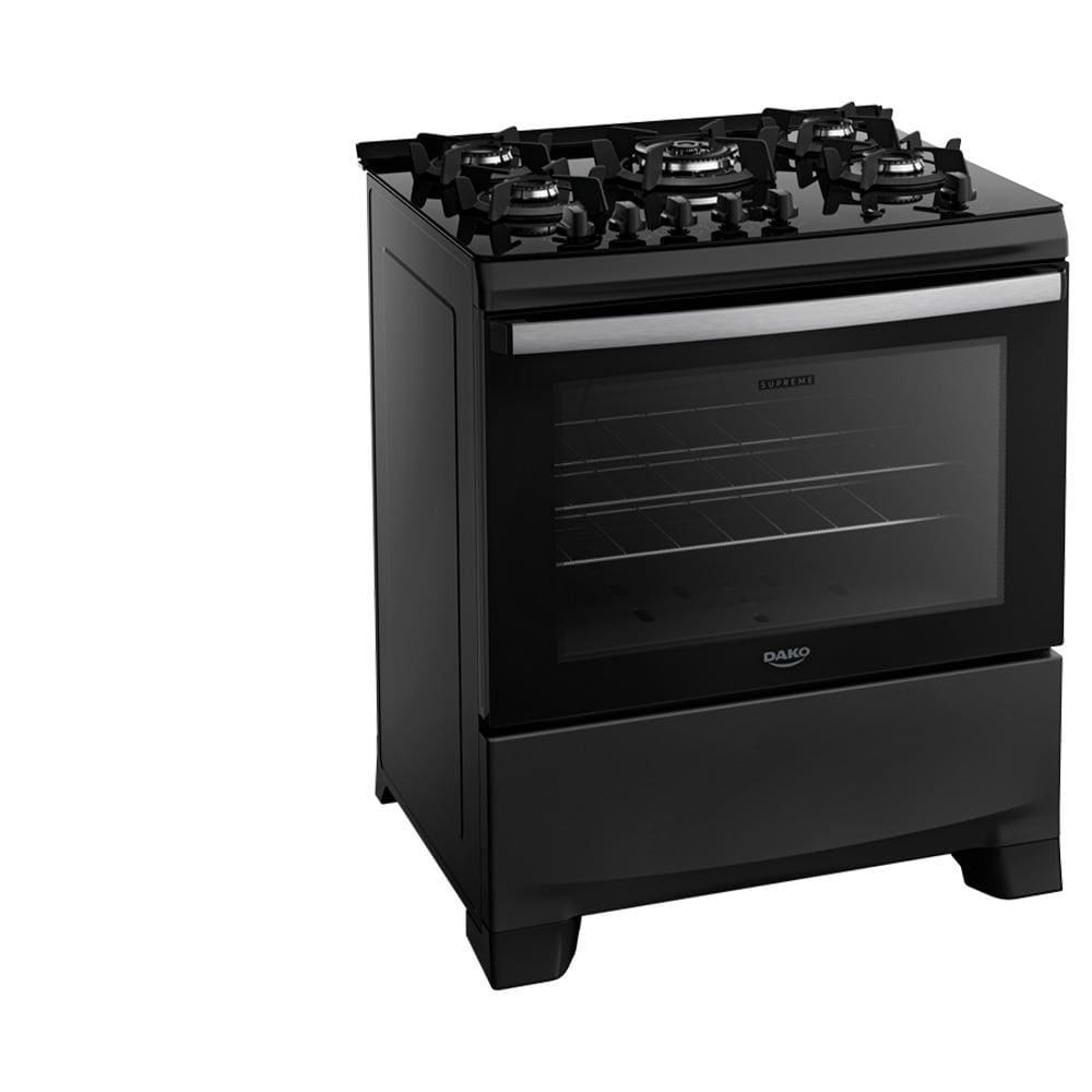 Fogão 5 Bocas Dako Supreme Glass Preto Mesa em Vidro - Bivolt - 300001820