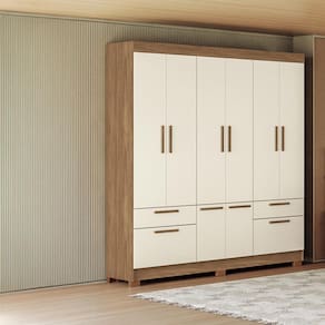 Guarda-Roupa Casal Santos Andirá Curitiba com 8 Portas, 4 Gavetas e 5 Prateleiras – 194,4cm de largura