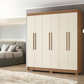 Guarda-Roupa Casal Santos Andirá Toledo com 6 Portas, 2 Gavetas e 5 Prateleiras - 194,4cm de largura
