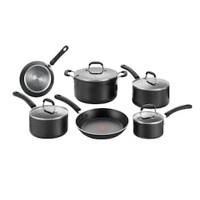 Conjunto de Panelas 6 Peças Tefal Professional Revestimento Antiaderente Titanium e Tampas de Vidro - Preto