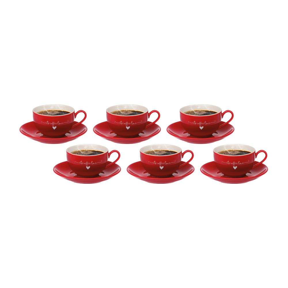 Jogo de Xícaras para Chá Hauskraft L'amour em Porcelana 160 ml Vermelha - 6 Peças
