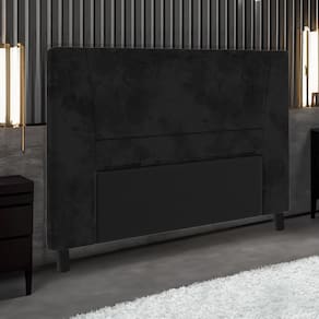 Cabeceira para Cama Box Queen Size Portobel Amanda com Revestimento em Suede