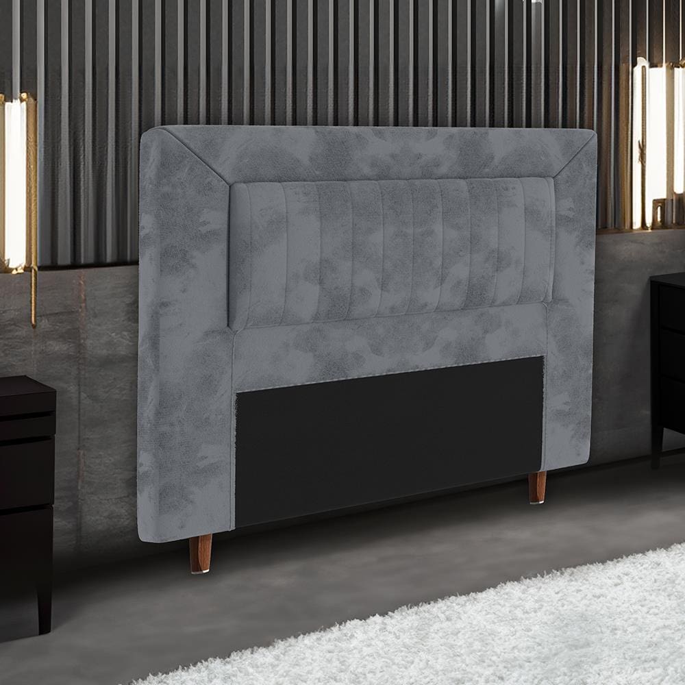 Cabeceira para Cama Box Casal Portobel Cintia com Revestimento em Suede