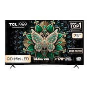 Smart TV 75” TCL 75C6K 4K QD-Mini Led 144Hz com Sistema Operacional Google TV