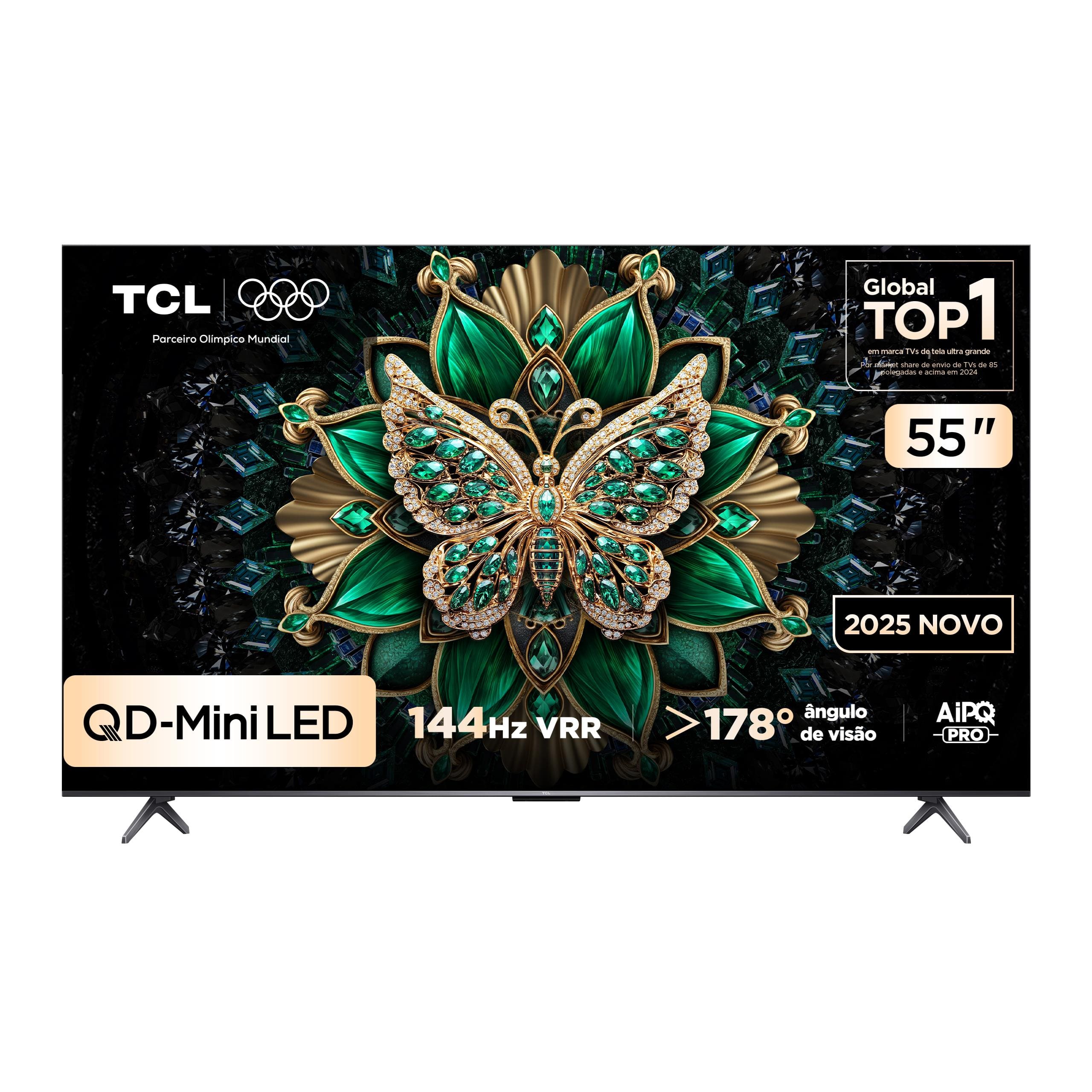 Smart TV 55” TCL 55C6K 4K QD-Mini Led 144Hz com Sistema Operacional Google TV