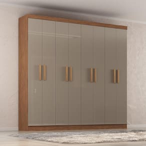 Guarda-Roupa Casal Atualle Petrópolis 8 Portas 2 Gavetas Acácia com Reflecta