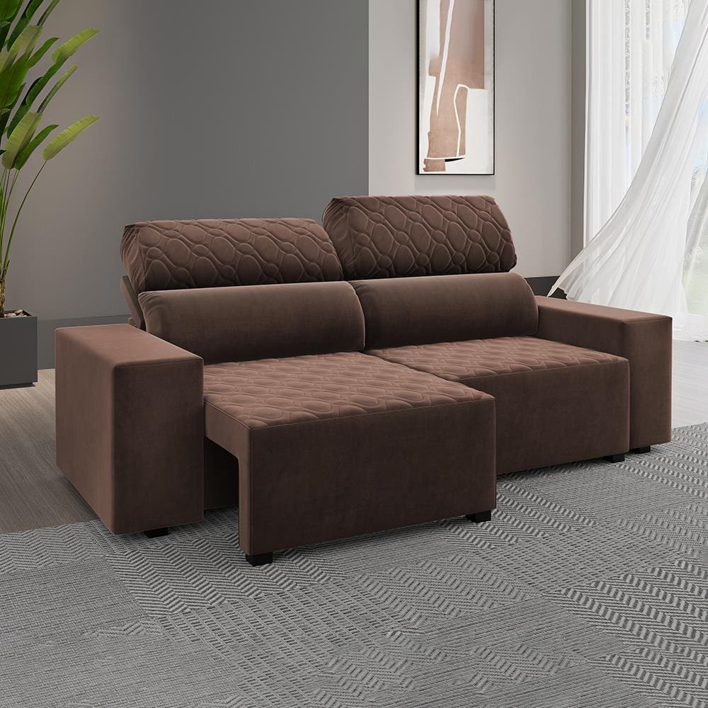 Sofá 3 Lugares Viero Venetto Retrátil Reclinável 2 Metros Veludo