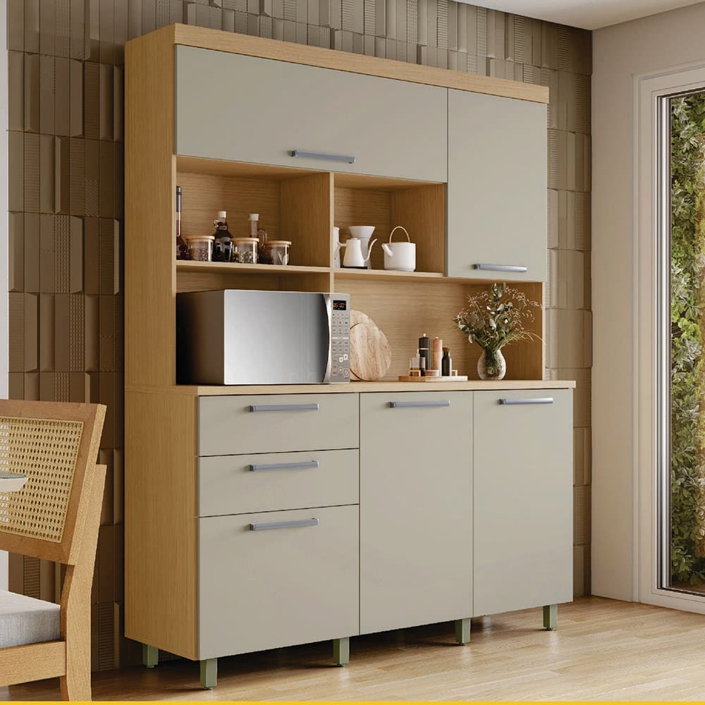 Cozinha Compacta Nesher Nobreza com 5 Portas, 2 Gavetas e 2 Prateleiras - 160cm de largura
