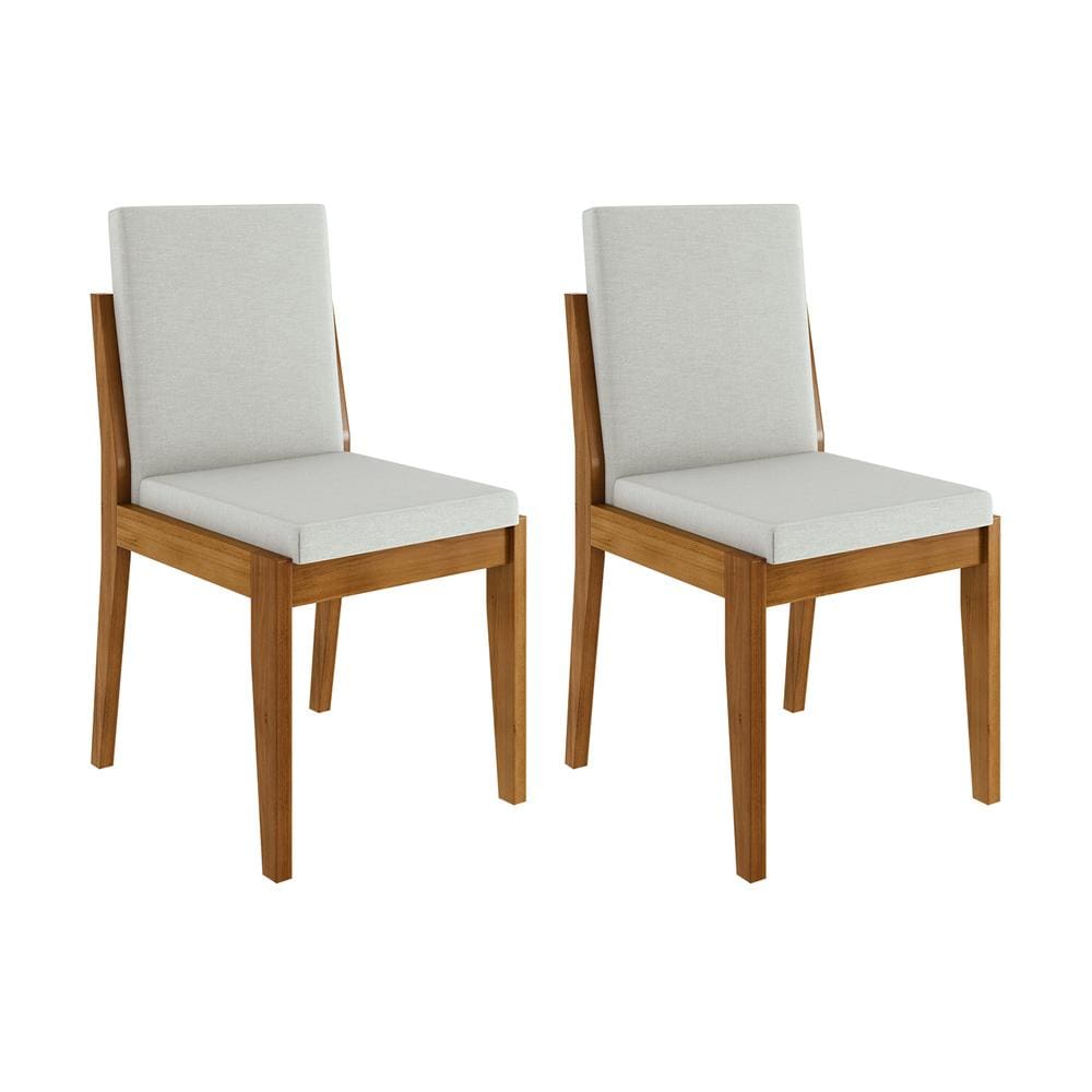 Conjunto com 2 Cadeiras de Jantar Nesher Lady em Madeira com Estofado em Linho – Amadeirado