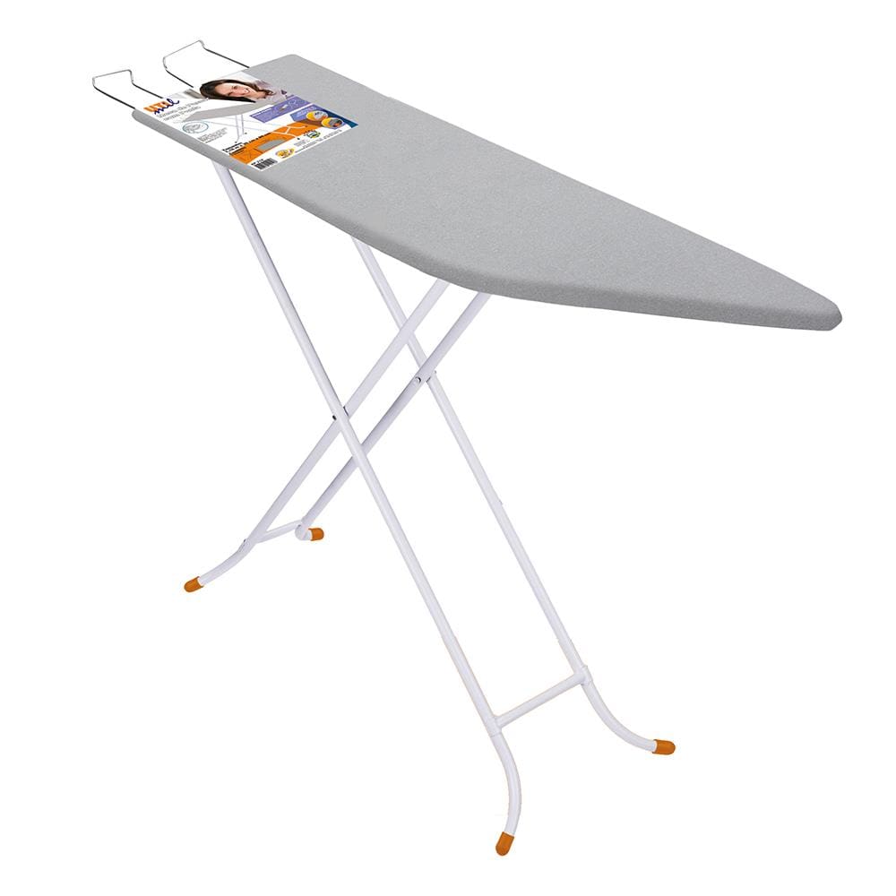Tábua de Passar Roupa Utimil Ajustável com Ponta e Suporte para Ferro – Branco/Cinza