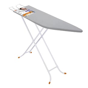 Tábua de Passar Roupa Utimil Ajustável com Ponta e Suporte para Ferro – Branco/Cinza