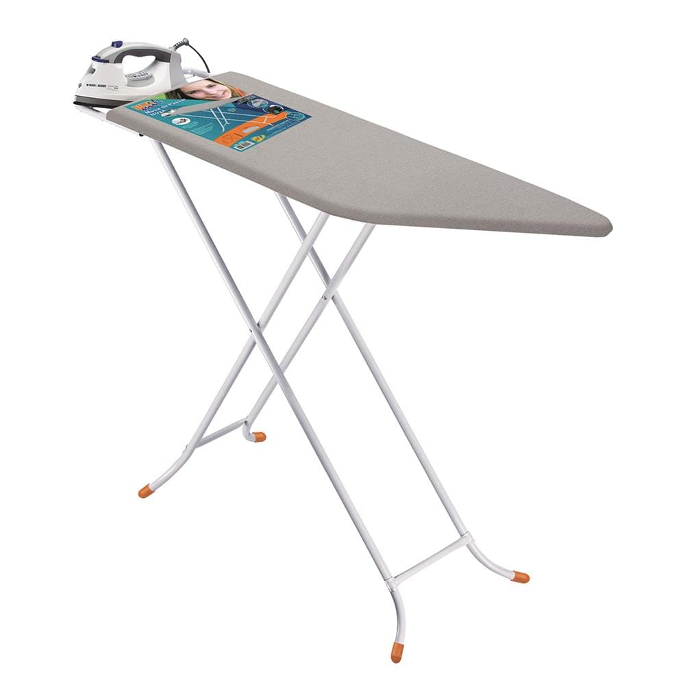 Tábua de Passar Roupa Utimil Luxo com Ponta e Suporte para Ferro – Branco/Cinza