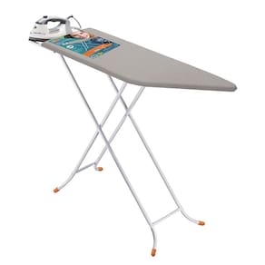 Tábua de Passar Roupa Utimil Luxo com Ponta e Suporte para Ferro – Branco/Cinza