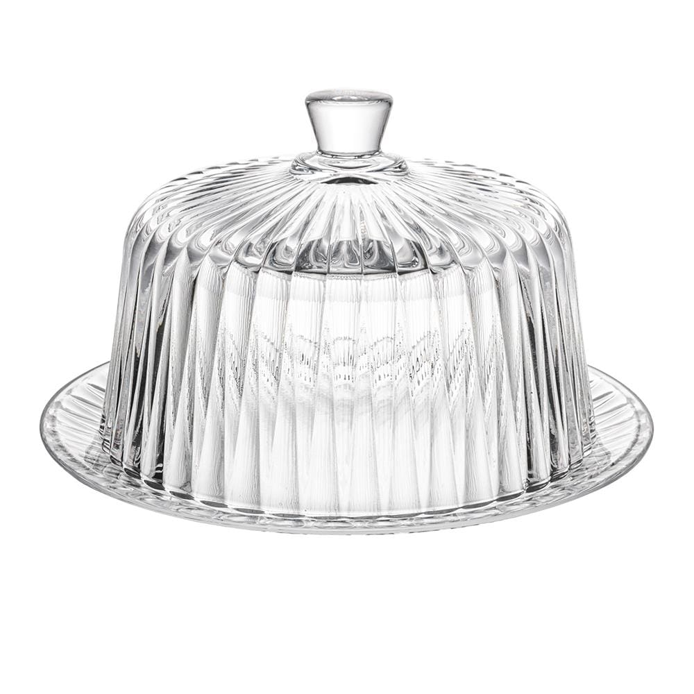 Queijeira Cristal Lyor Radial 19,5x12,5cm Tampa Elegante Transparente Resistente