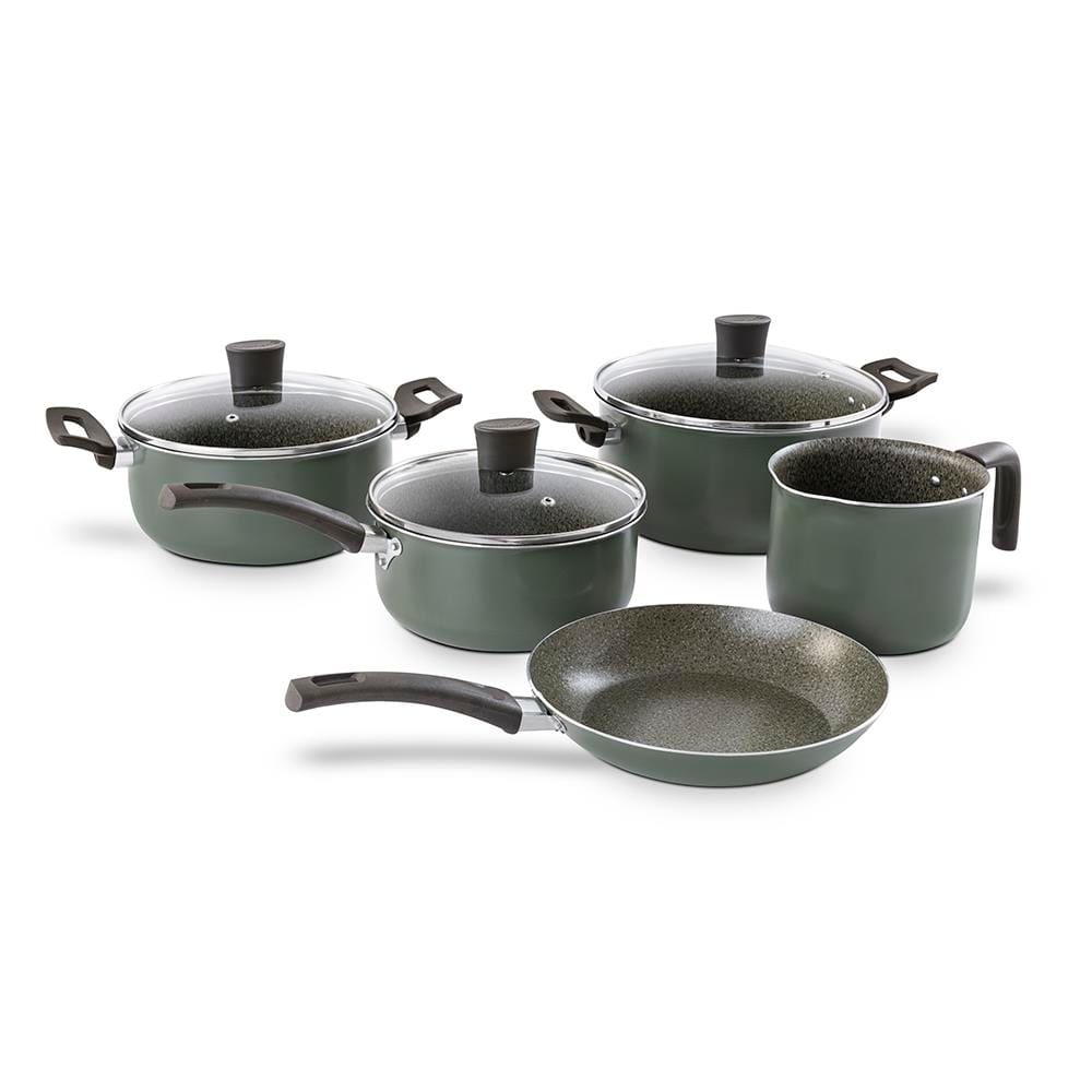 Conjunto de Panelas Multiflon Ekó 5 Peças Antiaderente 7 Camadas Verde