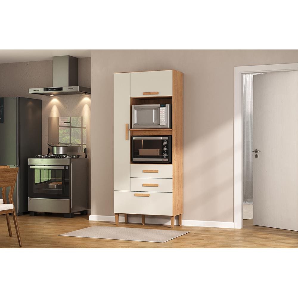 Armário Multiuso Atualle Seul 3 Portas 2 Gavetas Nicho Forno Micro-ondas