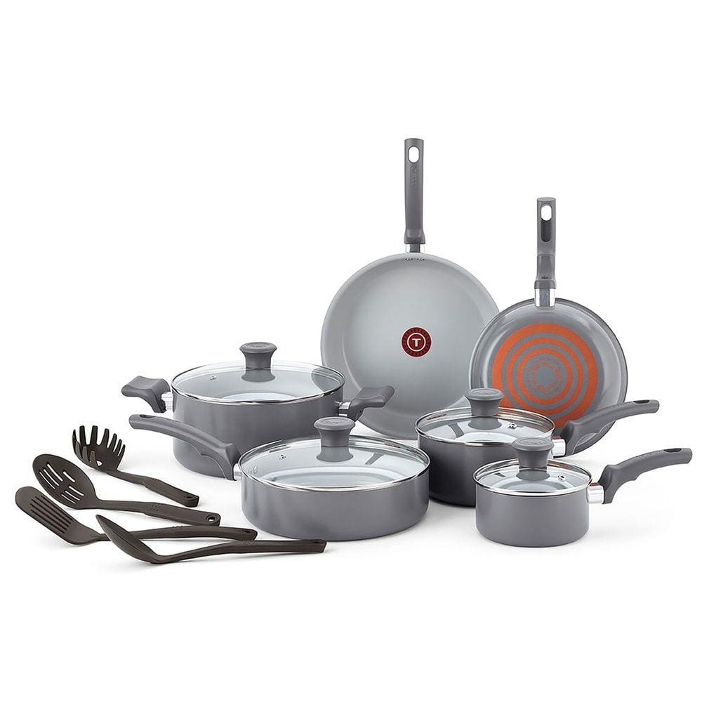 Conjunto de Panelas Tefal Recycled Ceramic 10 Peças Cinza Antiaderente Cerâmico Tampa Vidro