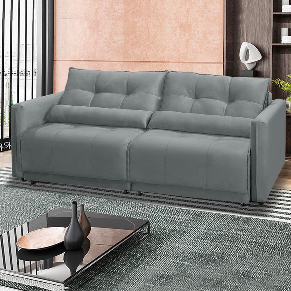 Sofá-Cama RBF Móveis Ibiza 3 Lugares 212cm Reclinável com Rodízios