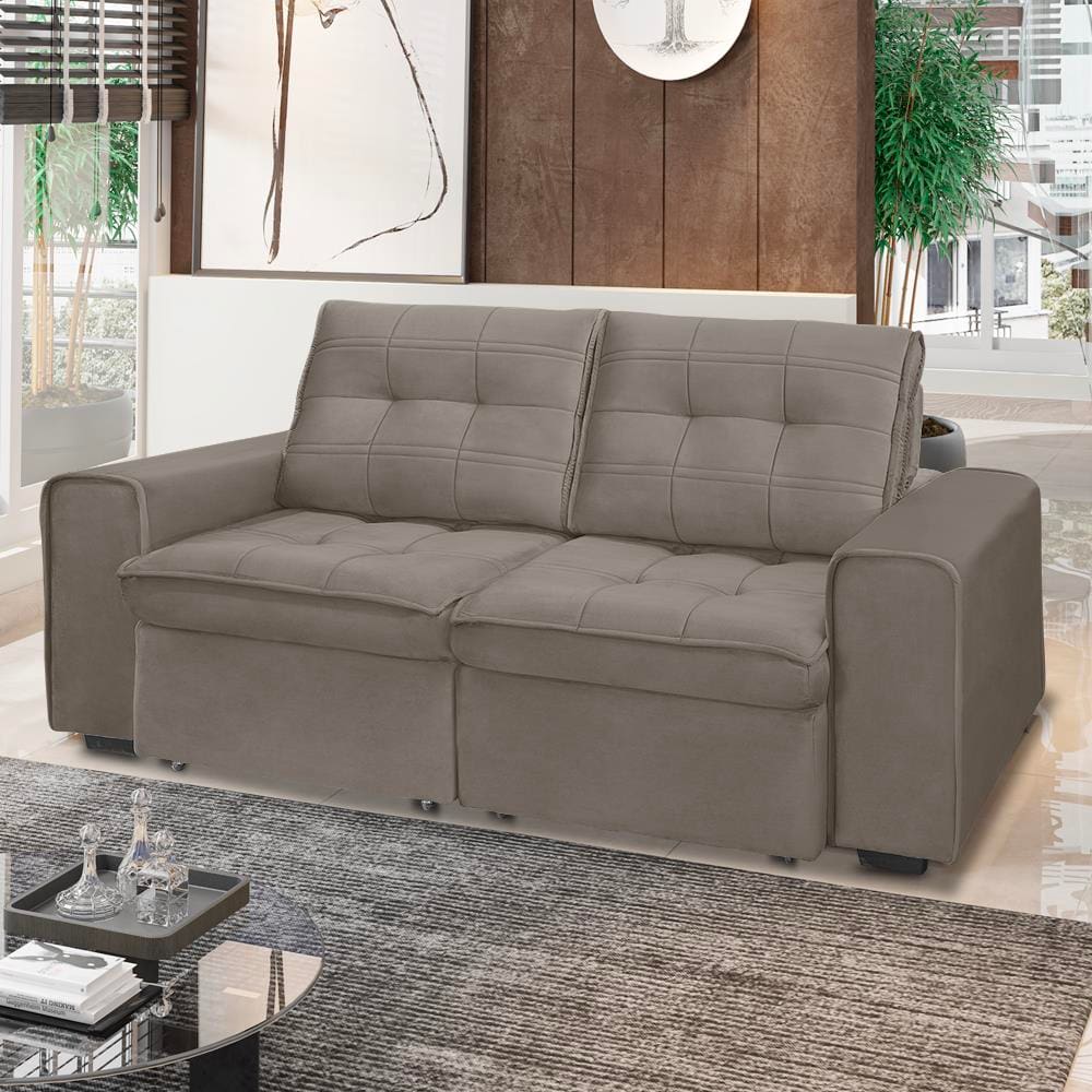 Sofá RBF Móveis Cedro 4 Lugares 242cm Bipartido Retrátil Reclinável