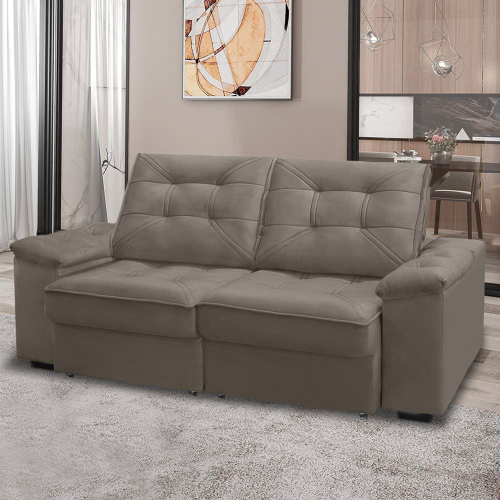 Sofá RBF Móveis Ypê 3 Lugares 212cm Retrátil Reclinável com Molas Ensacadas
