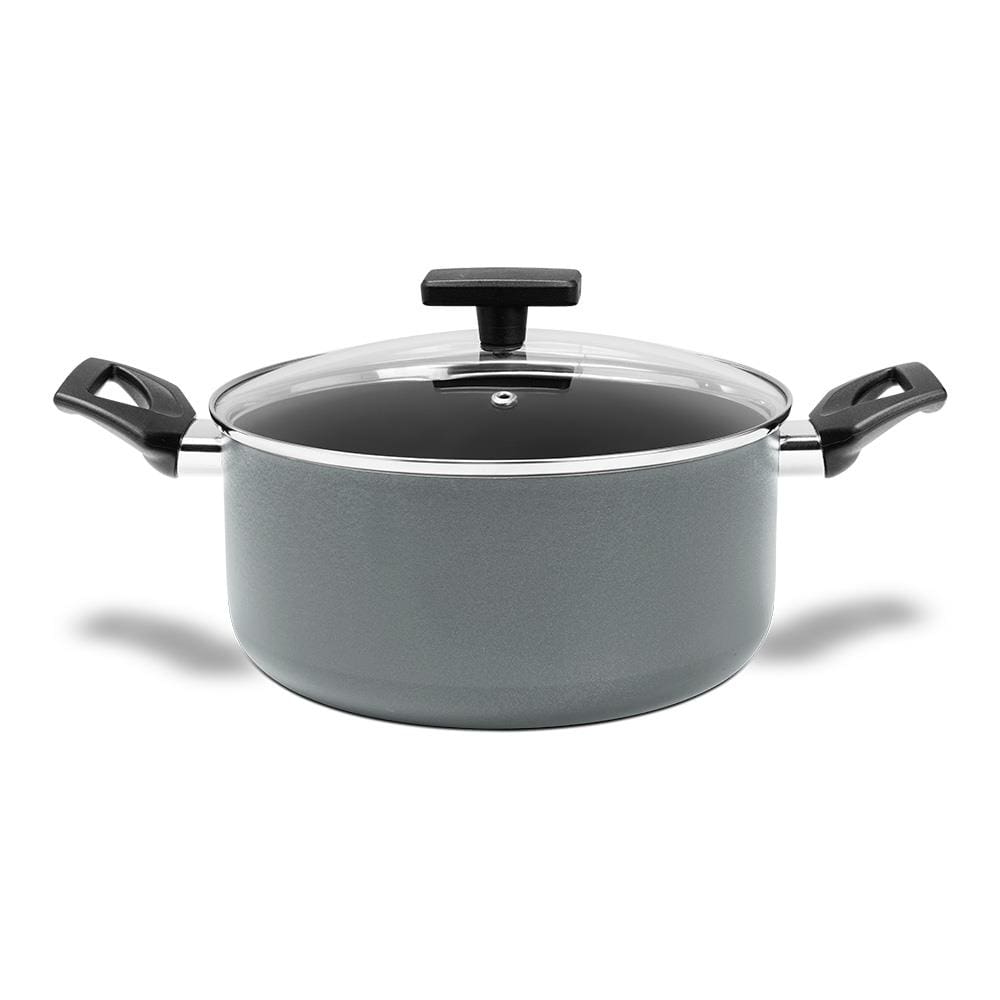 Caçarola Brinox Preserve Ceramic Life Antiaderente 4,7L 24cm Tampa de Vidro Cinza