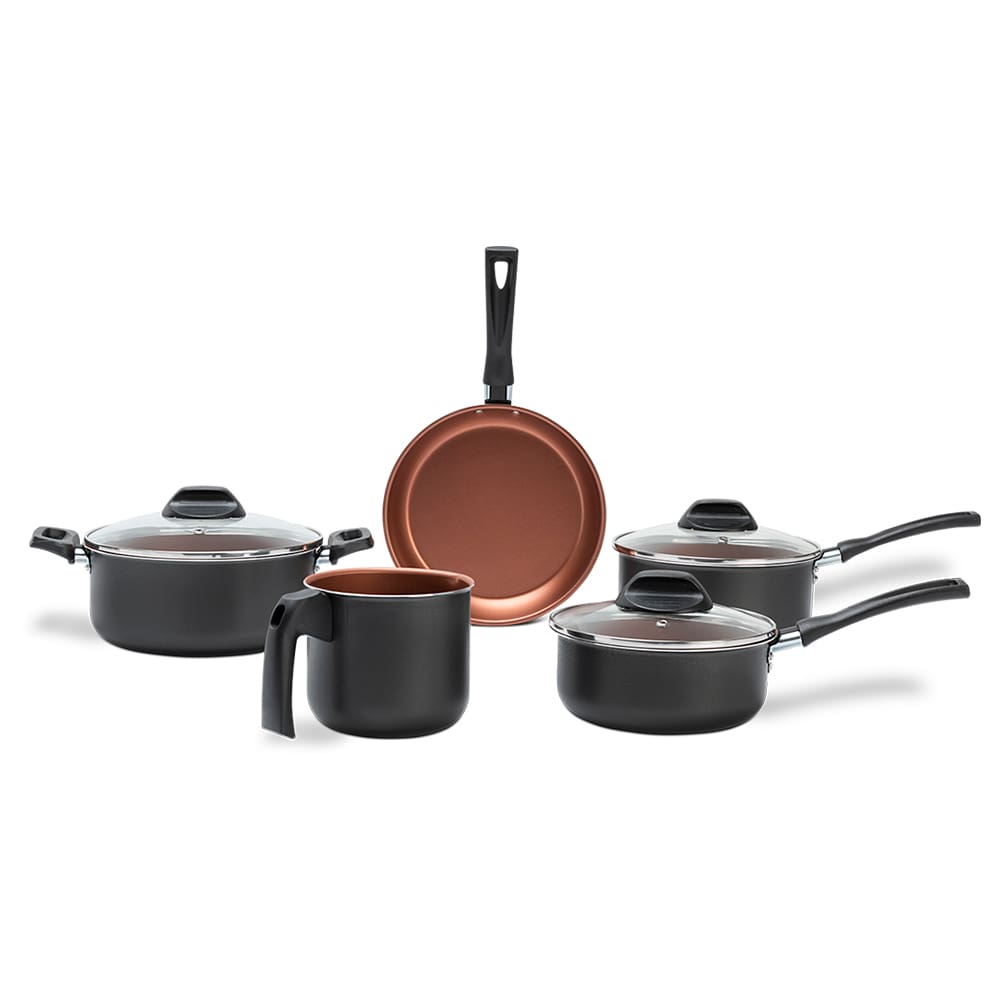 Jogo de Panelas 5 Peças Brinox Topázio Antiaderente Pro-Flon Cinza Range