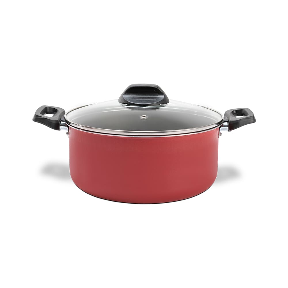 Caçarola Brinox Ruby 18cm 1,9L Antiaderente Pro-Flon Tampa Vidro Vermelha