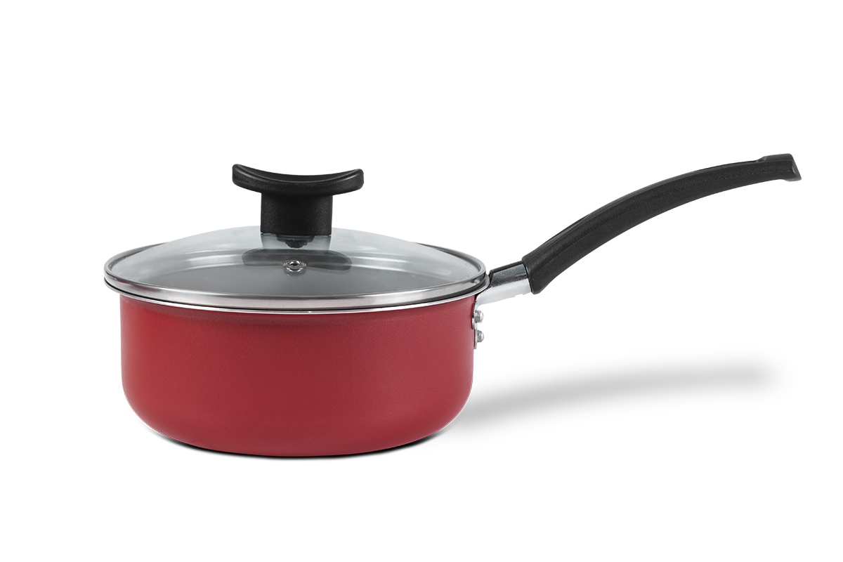 Panela Brinox Ruby Antiaderente Pro-Flon Tampa de Vidro 1,8L 18cm Vermelho