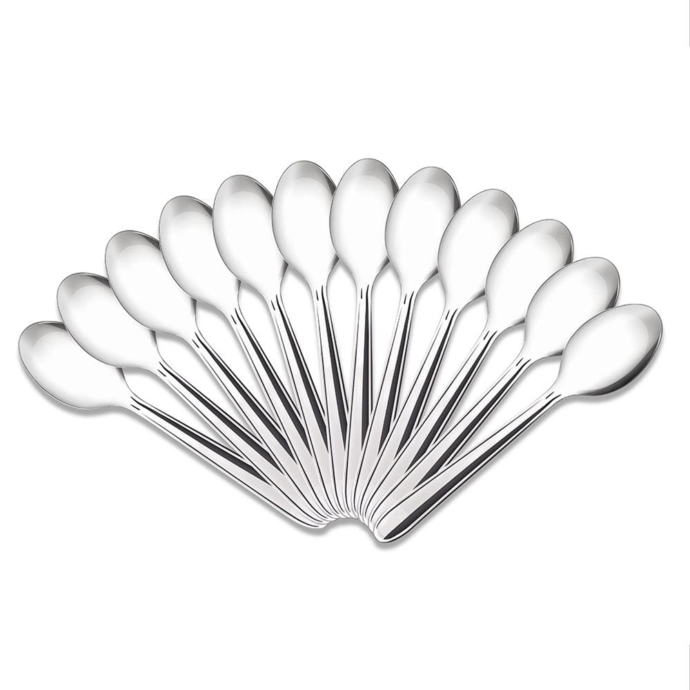 Jogo de Colheres de Sobremesa Brinox Turim Aço Inox 12 Peças Aço Inox Polido com Friso