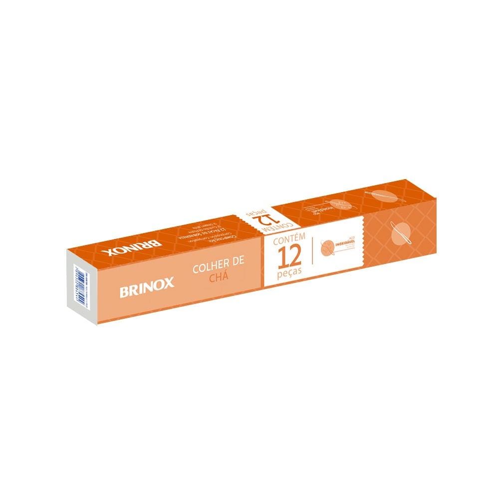 Jogo de Colheres de Chá Brinox Turim 12 Peças Aço Inox Polido com Friso