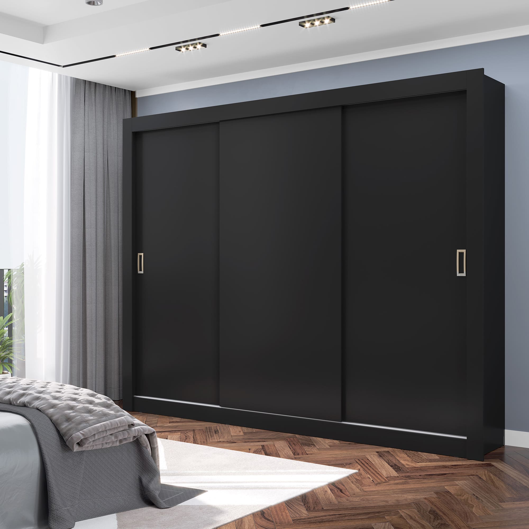 Guarda-Roupa Casal Maxel Móveis Residence 208x185cm 3 Portas de Correr 4 Gavetas