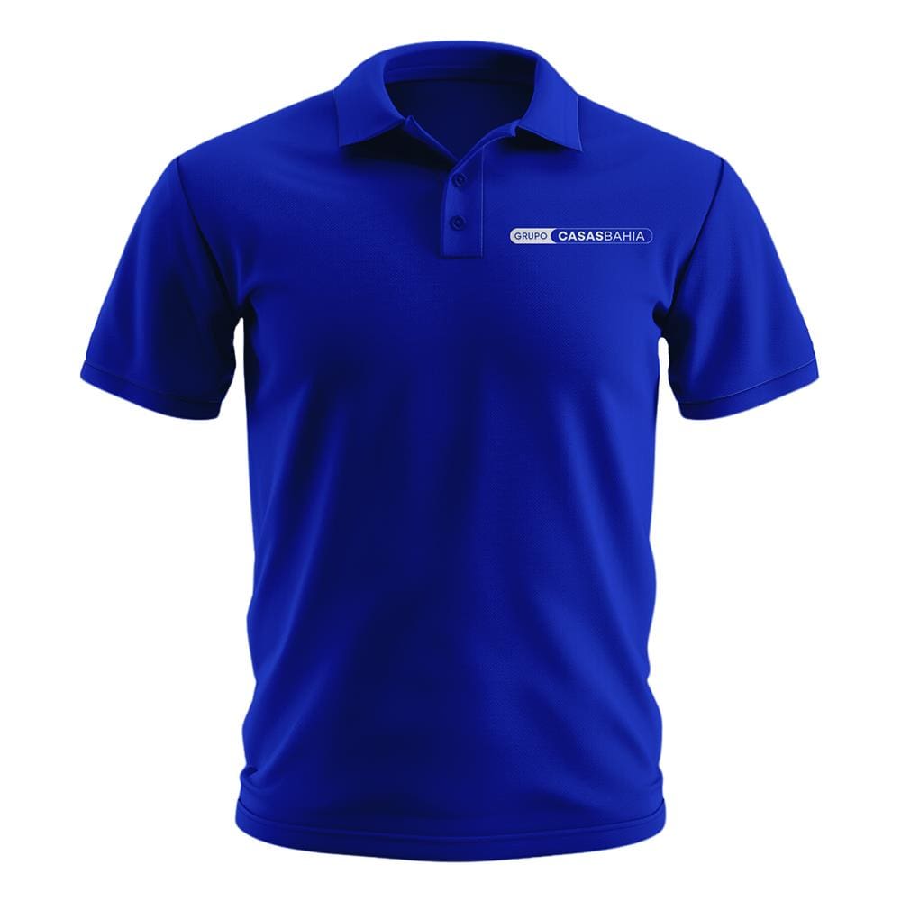 Camisa Polo Manga Curta Grupo Casas Bahia Baby Look Algodão Azul