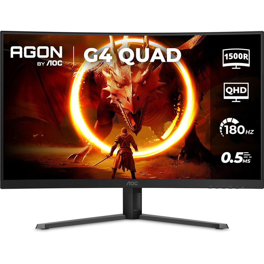 Monitor Gamer Curvo 32” LED AOC AGON CQ32G4E/57 QHD 180Hz 0,5ms Preto e Cinza