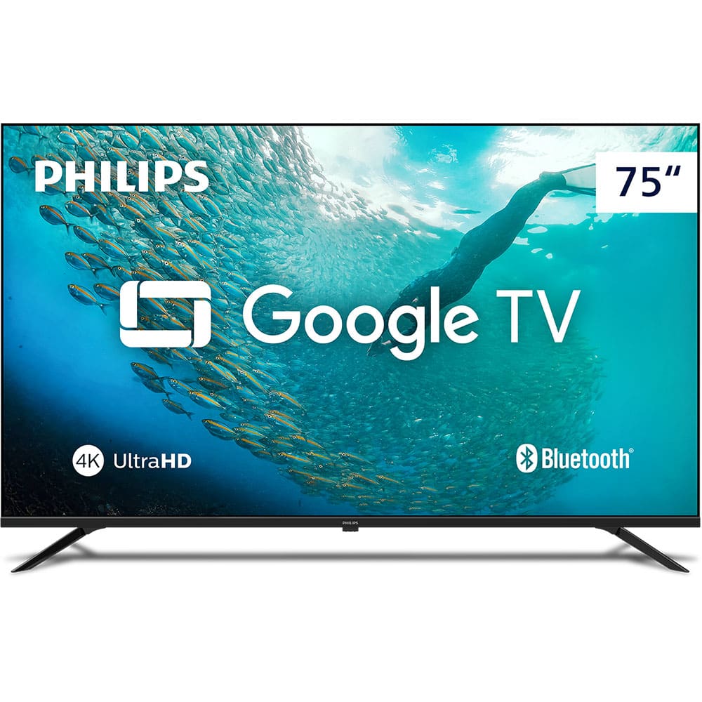 Smart TV 75” 4K Philips 75PUG7019/78 Google TV Dolby Audio Pixel Precise Preta