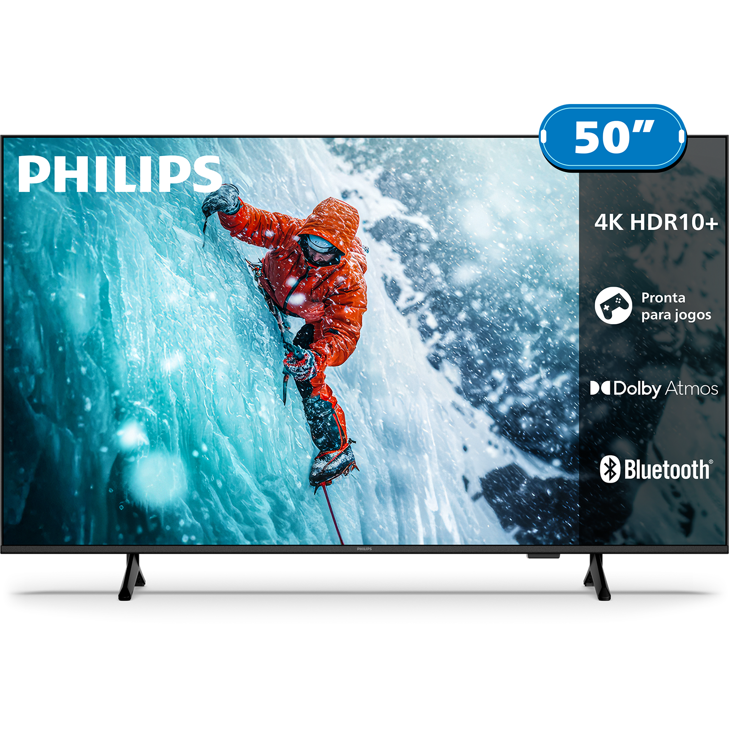 Smart TV 50” 4K Philips 50PUG7300/78 UHD Titan OS Pixel Precise Comando de Voz Preta