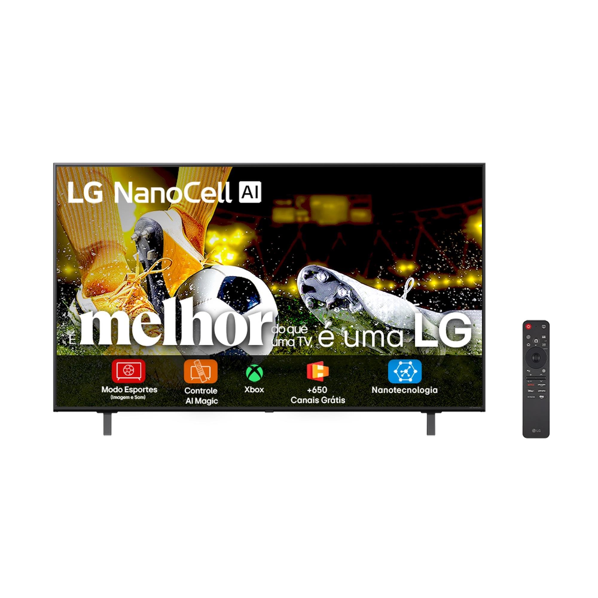 SMART TV 75” 4K LG 75NANO80ASA NanoCell Processador a7 AI Gen8 WebOS 25 Charcoal Black