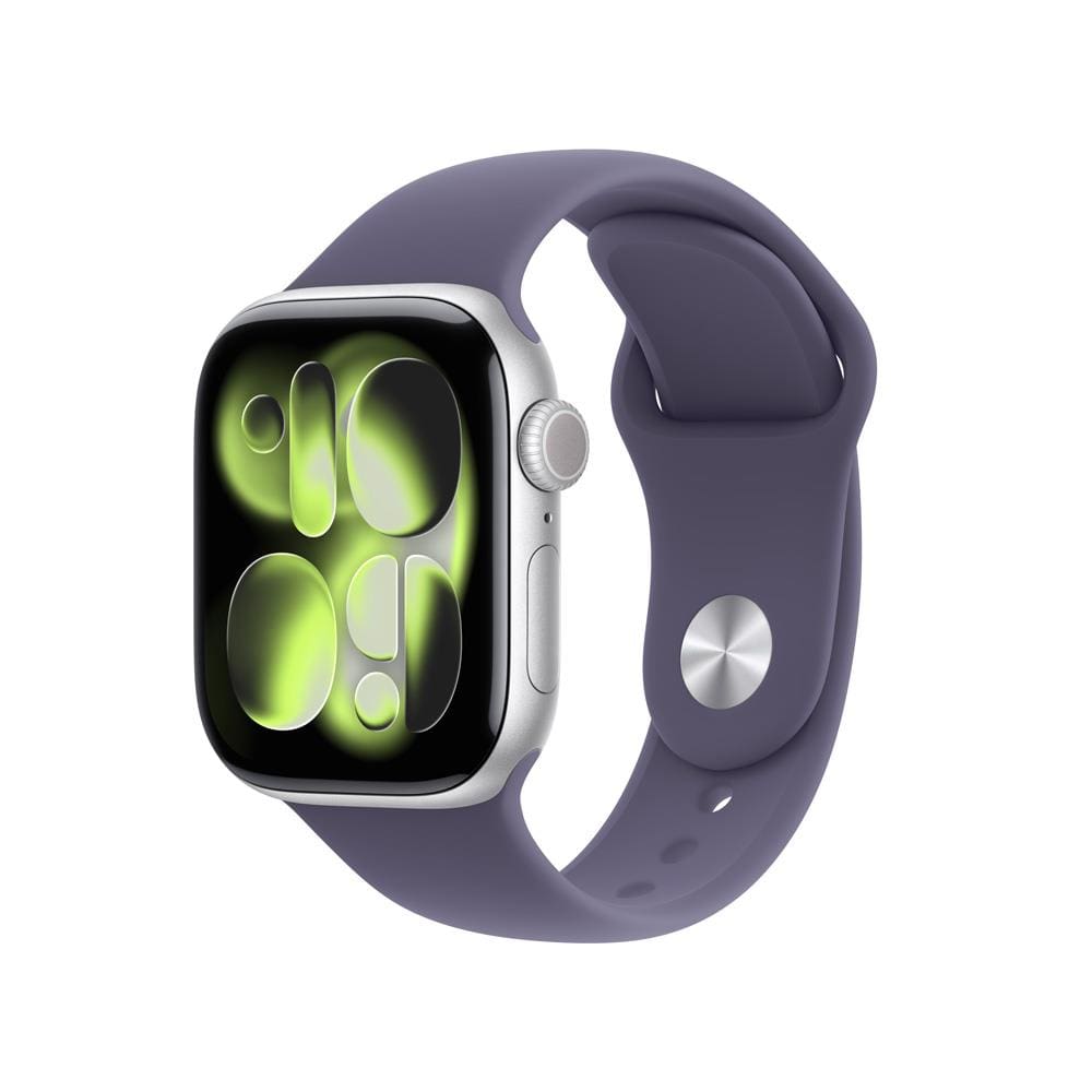 Apple Watch Series 11 GPS+ Cellular 42mm Prateada Pulseira P/M Esportiva Roxo-Névoa