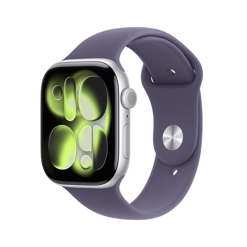 Apple Watch Series 11 GPS 46mm Prateado Pulseira M/G Esportiva Roxo-Névoa