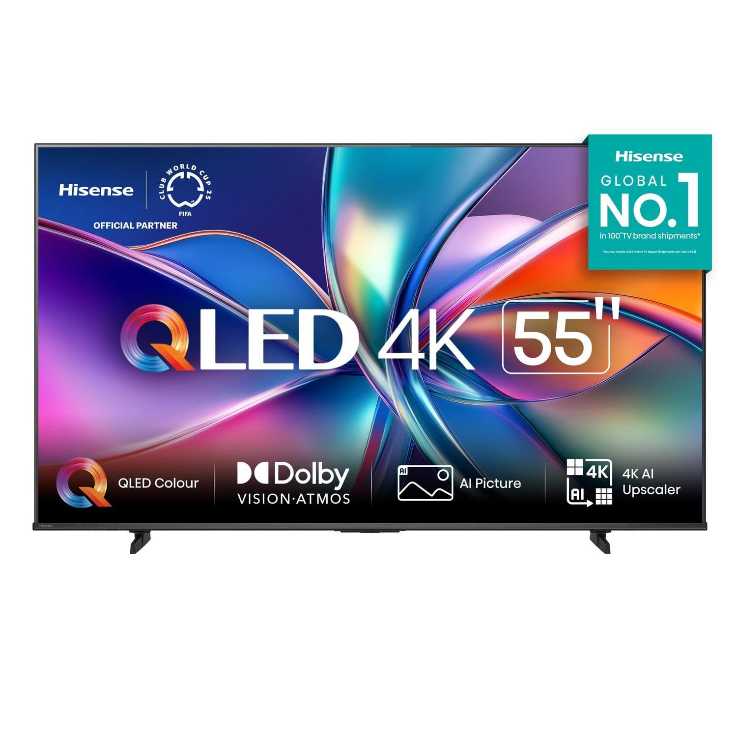 Smart TV 55” 4K UHD Hisense QLED 55Q6QV HDR10 Dolby Atmos Vidaa U9 Preta